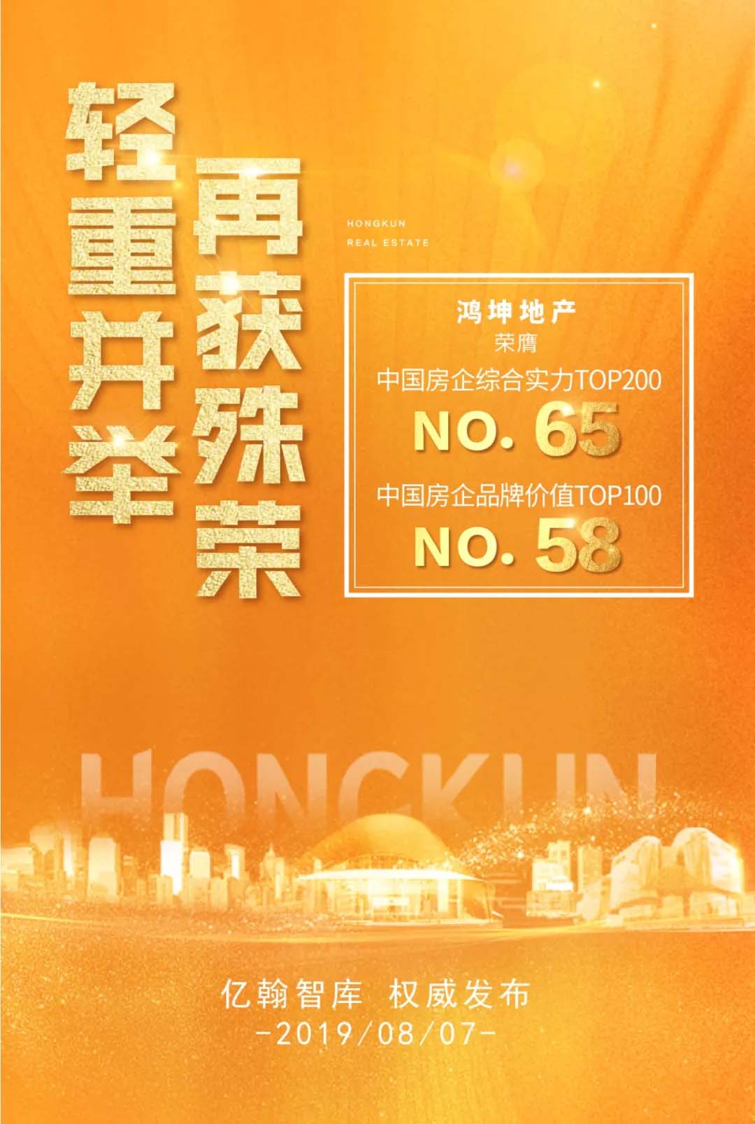 鴻坤地產(chǎn)及鴻坤物業(yè)榮登億翰百強榜